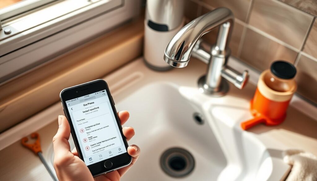 a well-organized home improvement project with a sink, plumbing tools, and clear step-by-step instructions displayed on a smartphone, all bathed in warm, natural lighting that highlights the ease and simplicity of the installation process, conveying a sense of confidence and effortlessness for the DIY homeowner